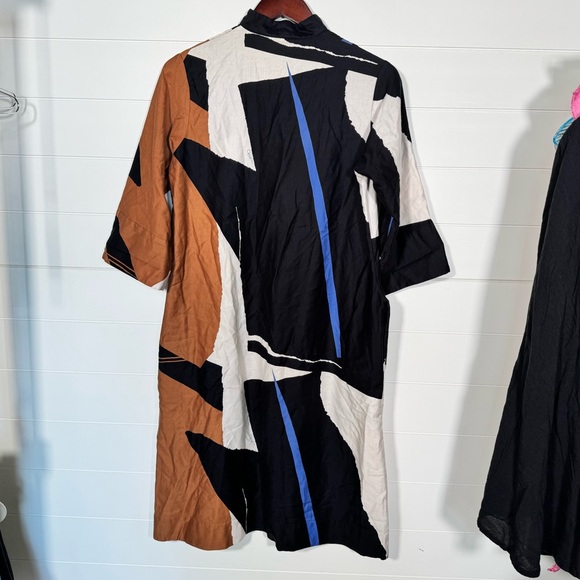 Vintage Catherine Oqust Black and Cream Dress Guessimate Size Medium Maybe Large - Picture 3 of 12